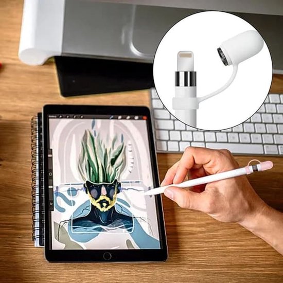 Stylus pennen,4 siliconen dopjes/hoesjes ter bescherming tegen geschikt voor de Apple Pencil 1e generatie (wit/donkerblauw/zwart/roze) — afbeelding 3