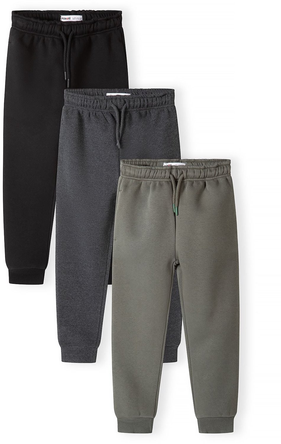 Minoti joggingbroek jongens smal - meerkleurig - 3-pack zwart en olijf