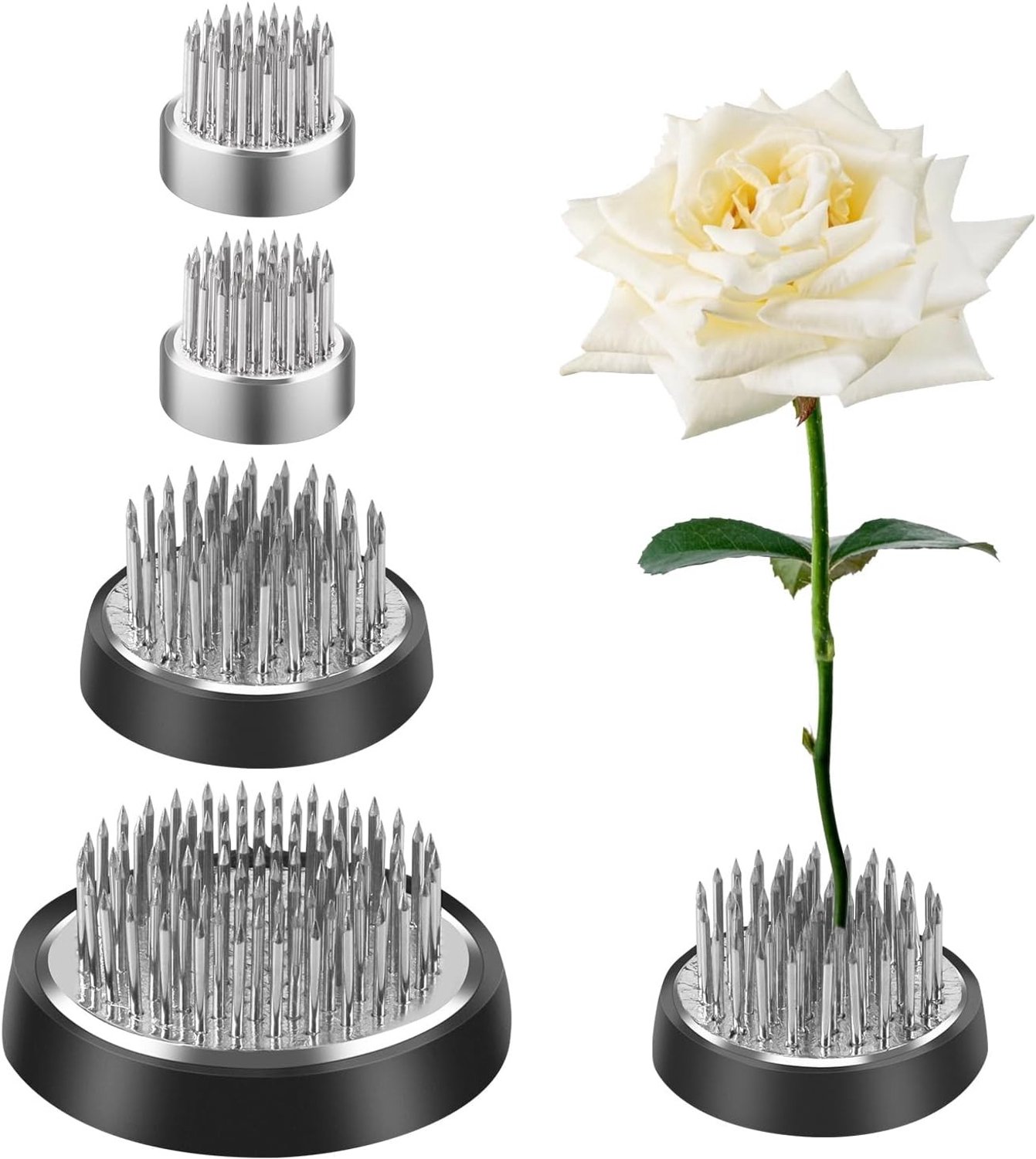 Bloemenkikker - RVS - 2 * 23 mm, 34 mm, 46 mm - Ronde Kenzan Houder voor Bloemstukken - Voor Thuis en Tuin