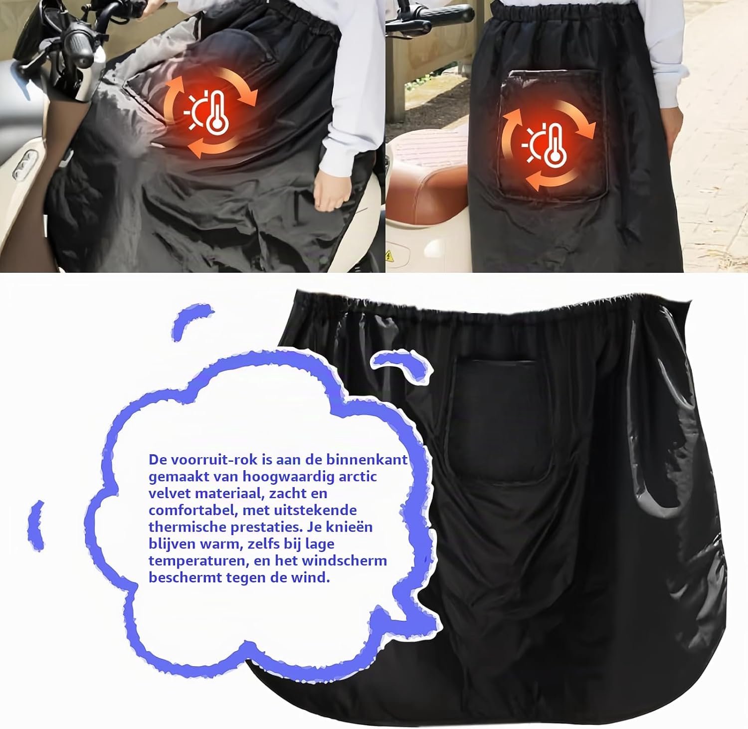 Beenbeschermingsrollen voor scooters -beenkleed scooter-beenkleed scooter universeel-beenkleed scooter kymco- Scooterdeken met zakken voor de winter - weerbestendige bescherming - universele beenbescherming voor scooters en motorrijders - 135x95 cm – foto 4