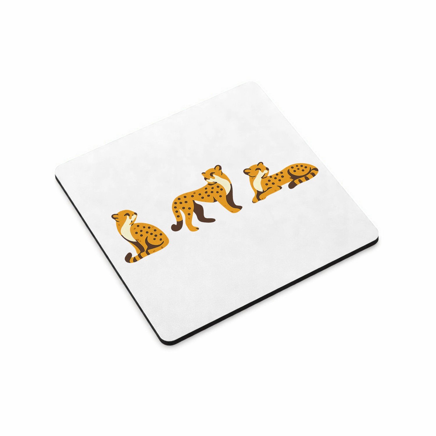 Mr Cadeautjes MDF magnetische fotolijst vierkant 9,5 - design Een rustige reeks kleine dieren in verschillende poses met v | cadeau Wit
