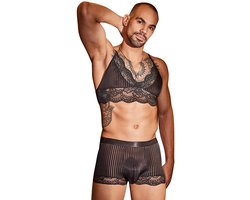 Pittige Vader Sexy Lace Herenshirt en Boxershort Set - Zwart - Nieuwe stijl - Herenshirt en Boxershort - Lingerie voor Mannen - Onderbroek - Ondergoed - Sexy Herenlingerie - Zeer elastisch - Erotisch en sexy - Sexy - Boxershort - Zacht en comfortabel