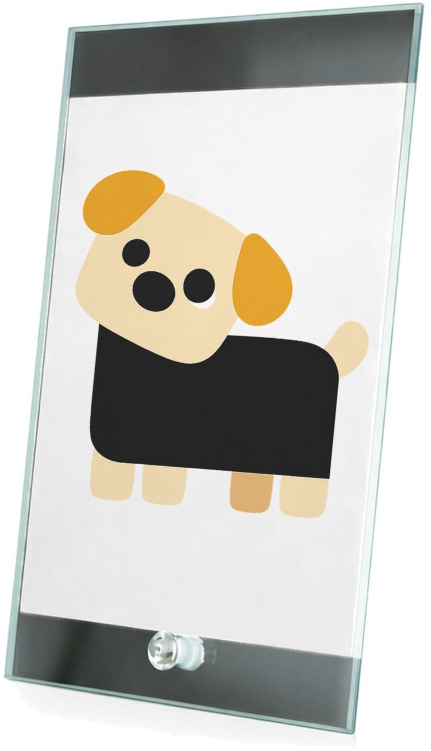 Mr Cadeautjes Glasframe 15 x 23 - design Minimalistische hond met eigenwijze blik | cadeau Wit