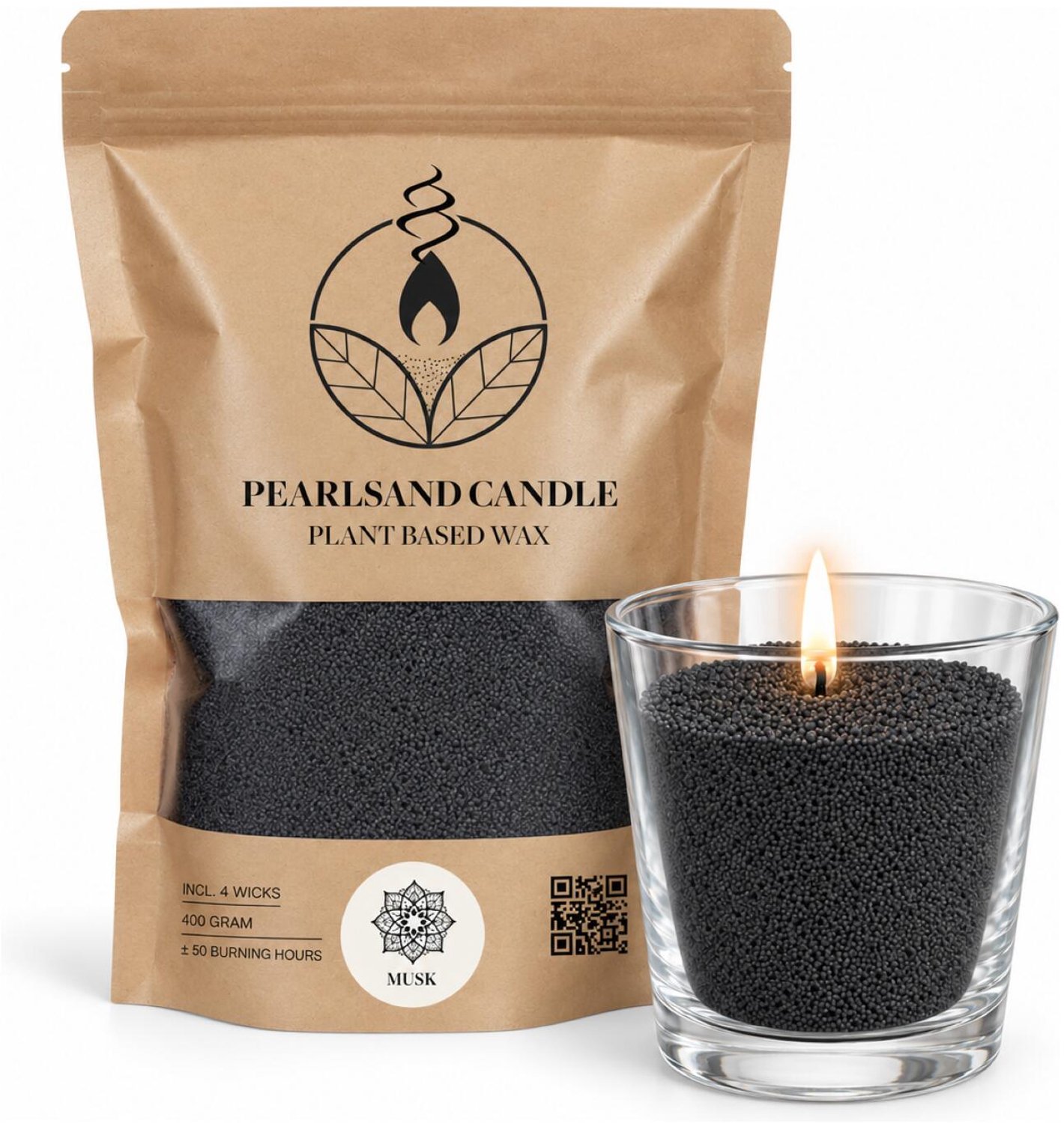 Ideas 4 Seasons Ideas4seasons Kaarsenzand in zak - zwart - 400 gram - incl lonten - plantaardige wax - kaarsen maken - wax korrels grijs