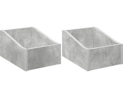 vidaXL - LP - Recorddoos - 2 - st - Betongrijs - 23 - x - 33 - x - 16 - cm - Bewerkt - hout