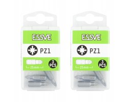 Merkloze Pozidriv PZ1 Bits, 25mm, 6 Stuks
