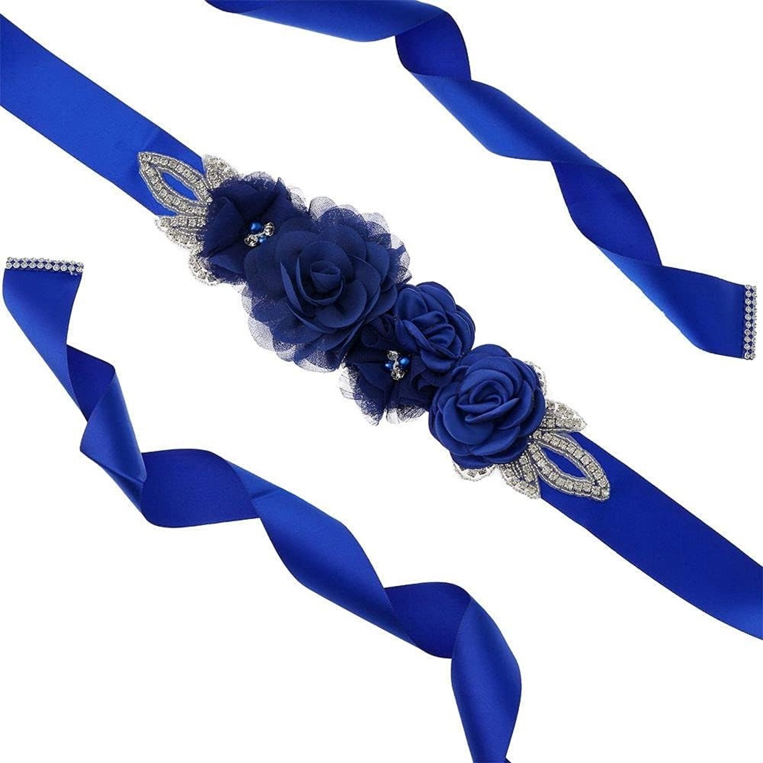 Bloemrijke Bruidsriem van 270 cm met Rozen en Parels - Elegante Tailleband voor Bruidsjurken, Avondjurken en Feestoutfits - Stijlvolle Accessoire voor Bruiden en Meisjes