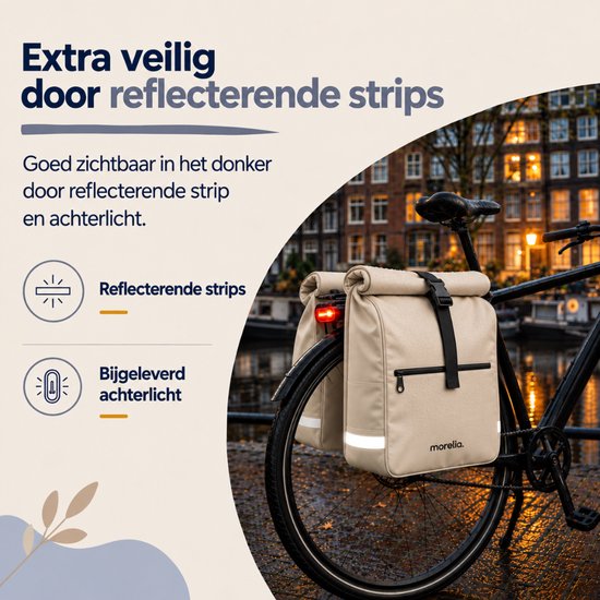 Morelia® Fietstas Dubbele Rolltop (52 Liter Beige) - 100% Waterdicht - Fietstassen - Fietstassen Electrische Fietsen - Fietstassen Dubbel - Tarpaulin materiaal — afbeelding 3