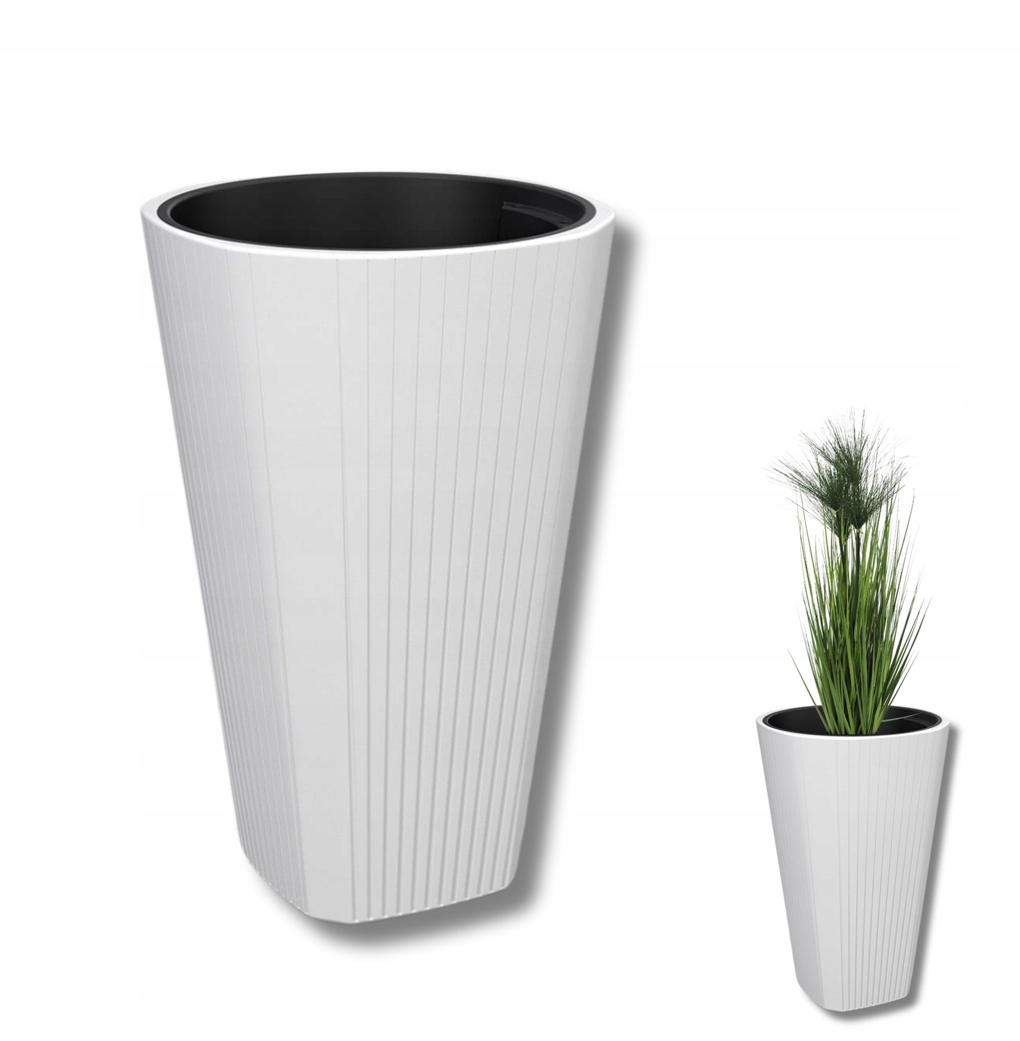 MUZA Pot Wit 39cm Ø x 61cm H - Kunststof met Inzetstuk