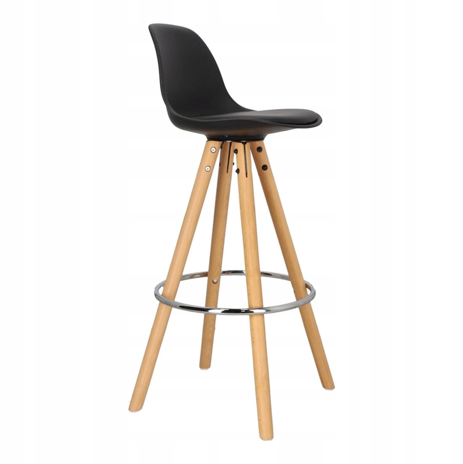Artpro Zwarte Hoker Nord met Rugleuning - Scandinavisch Design voor Keuken of Bar Black