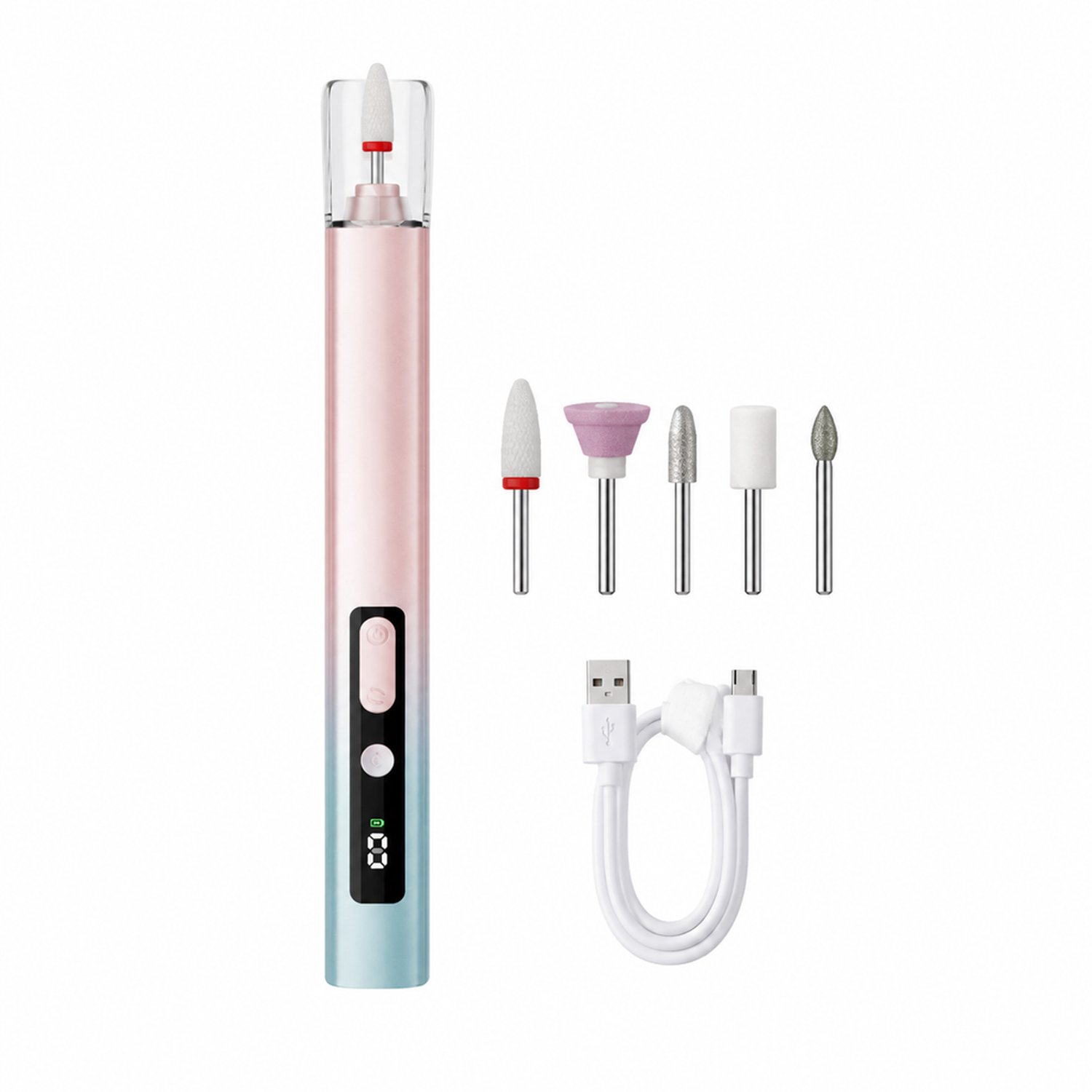 Elektrische nageltrimmer - 5 standen - 500mah accu - voor dagelijks, thuis- en commercieel gebruik - blauw-roze set in Engelstalige verpakking