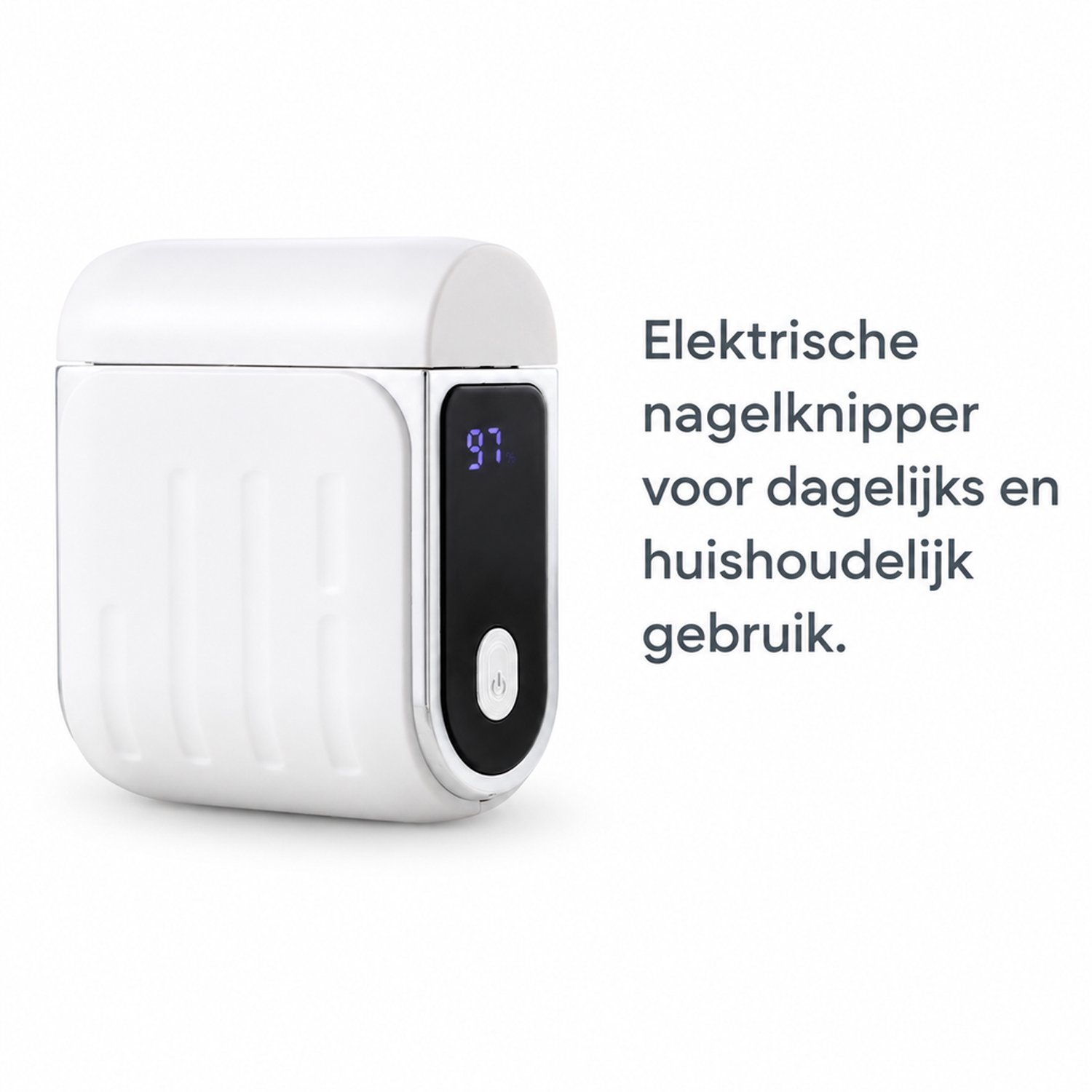 elektrische nagelknipper - voor dagelijks en huishoudelijk gebruik - witte Engelstalige verpakking - met handleiding, waarschuwingskaart en datakabel