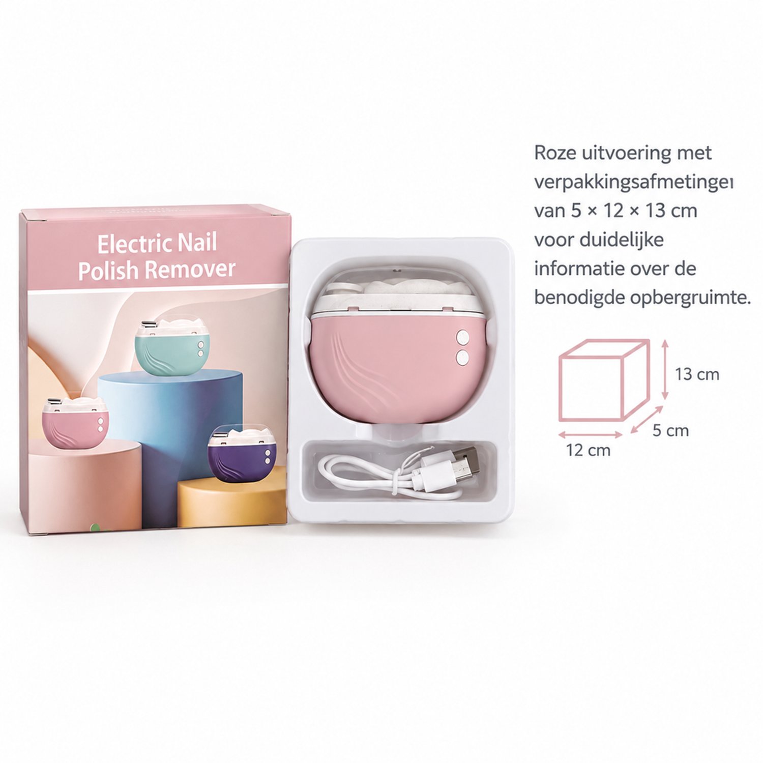 Elektrische nagelknipper - 2-in-1 - voor dagelijks thuisgebruik - roze - met USB-laadkabel en handleiding