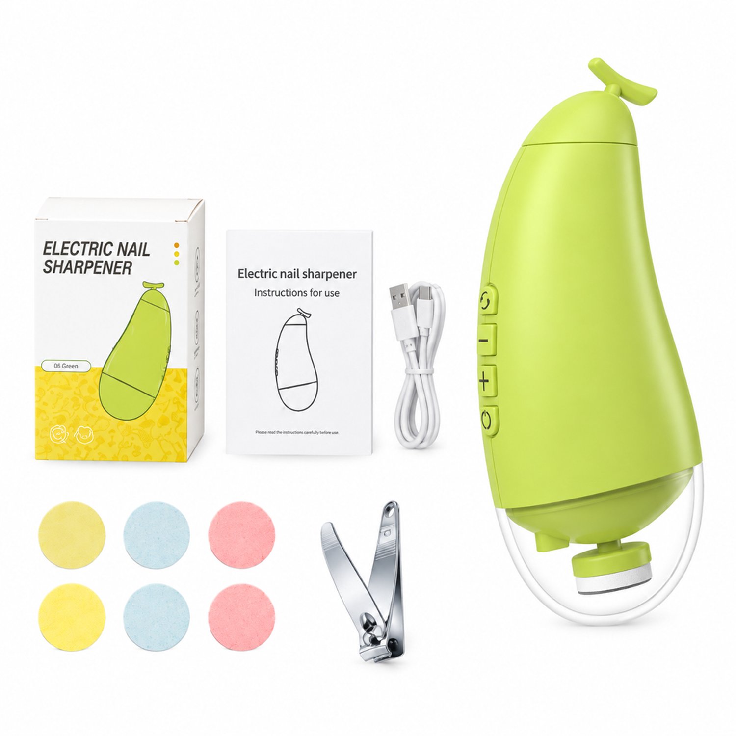 Elektrische nagelknipper - automatische bediening - groene variant 06 - Engelstalige verpakking