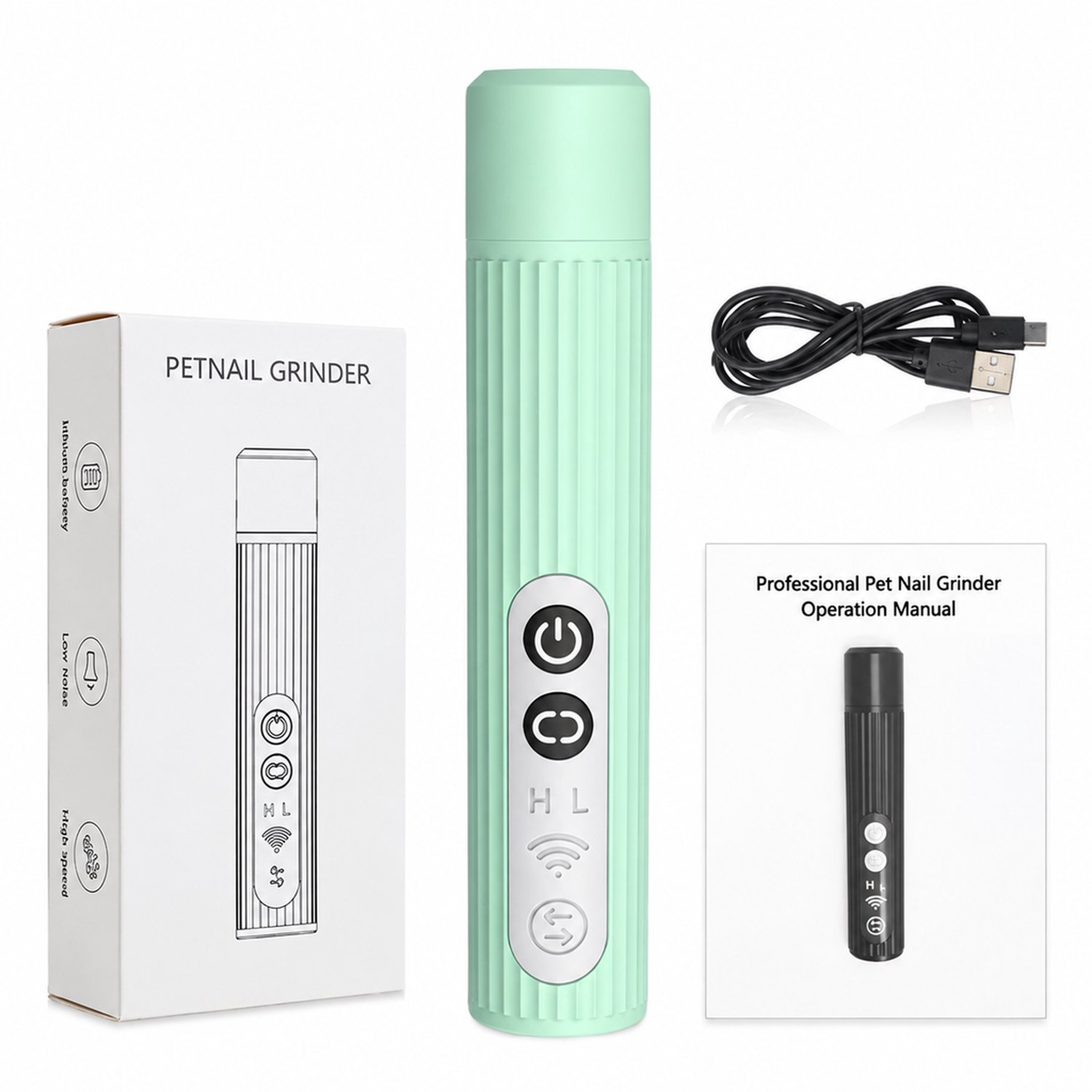 elektrische nageltrimmer - voor huisdieren - elektrische bediening - nagelreiniging - groene uitvoering