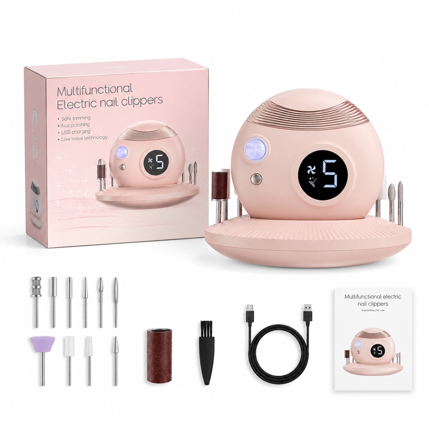 Elektrische nagelknipper - roze - functionele uitvoering - doosverpakking