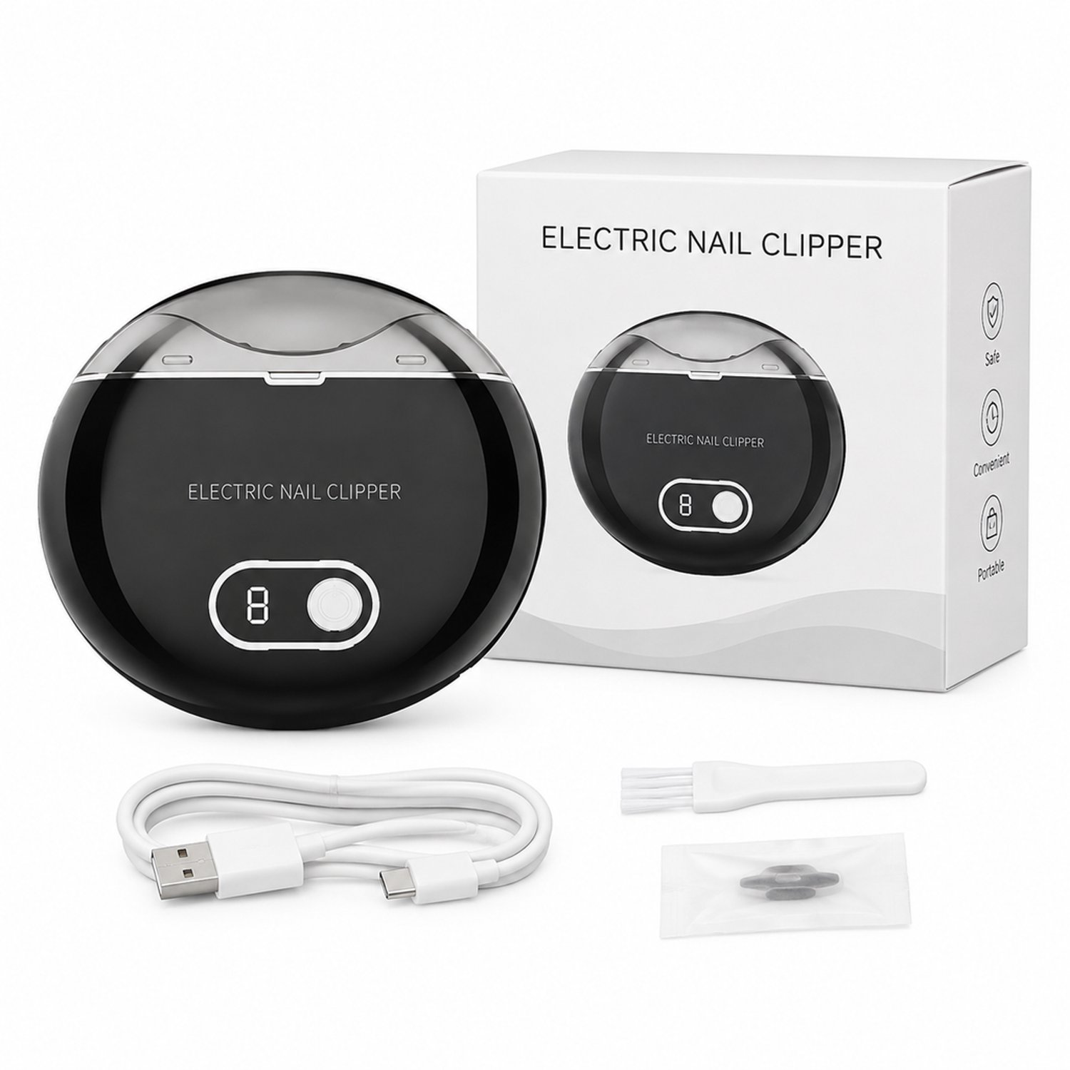 elektrische nagelknipper - zwart - Engelse verpakking - dagelijks thuisgebruik - 225 g