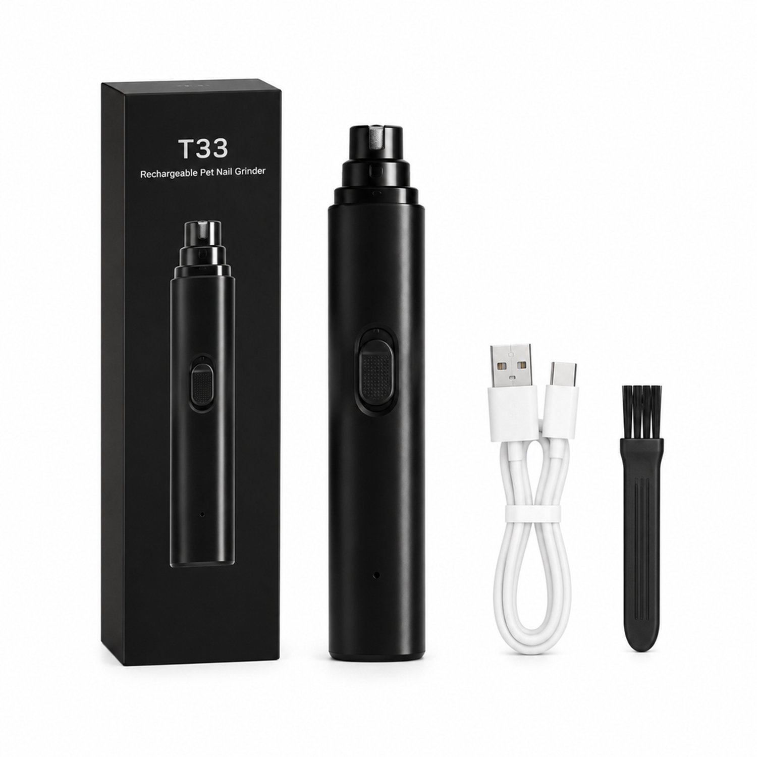 elektrische nagelknipper - USB-oplaadbaar - twee standen - verlichting op de tweede stand - zwart