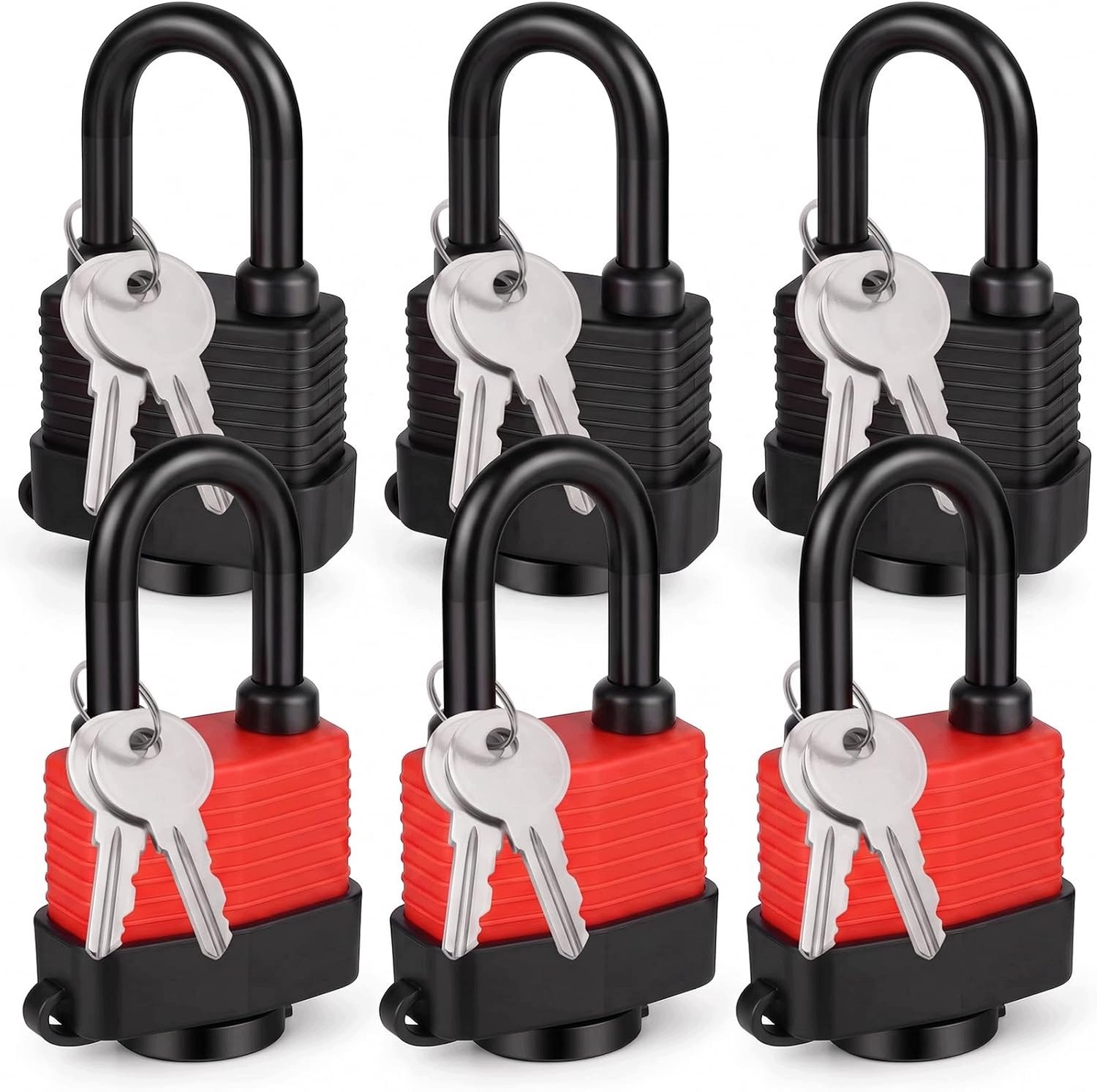 Waterdichte Messing Hangsloten Set - 6 Stuks met 1 Sleutel
