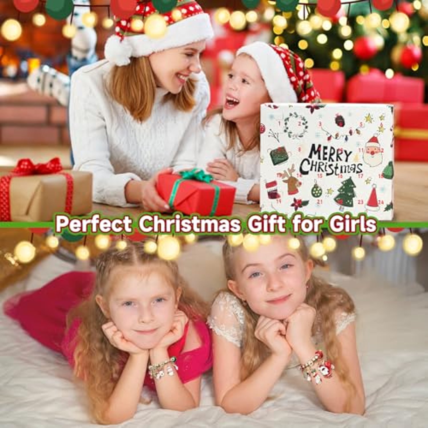 Adventskalender 2026 voor kinderen - Kerstadventskalender 2026 voor meisjes - 24-daagse aftelkalender voor sieraden en cadeaus - Armbandenmaakset – foto 5