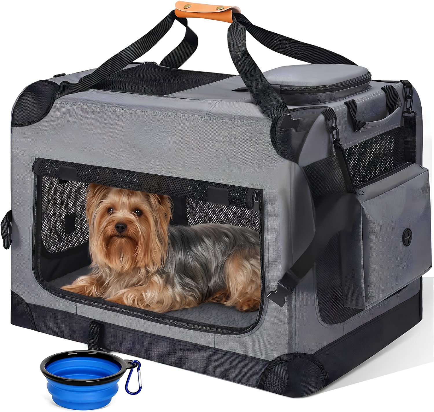 JCP® Reisbench - Reisbench Hond - Reistas voor Kat of Hond - Grijs - 60cm x 42cm x 42cm