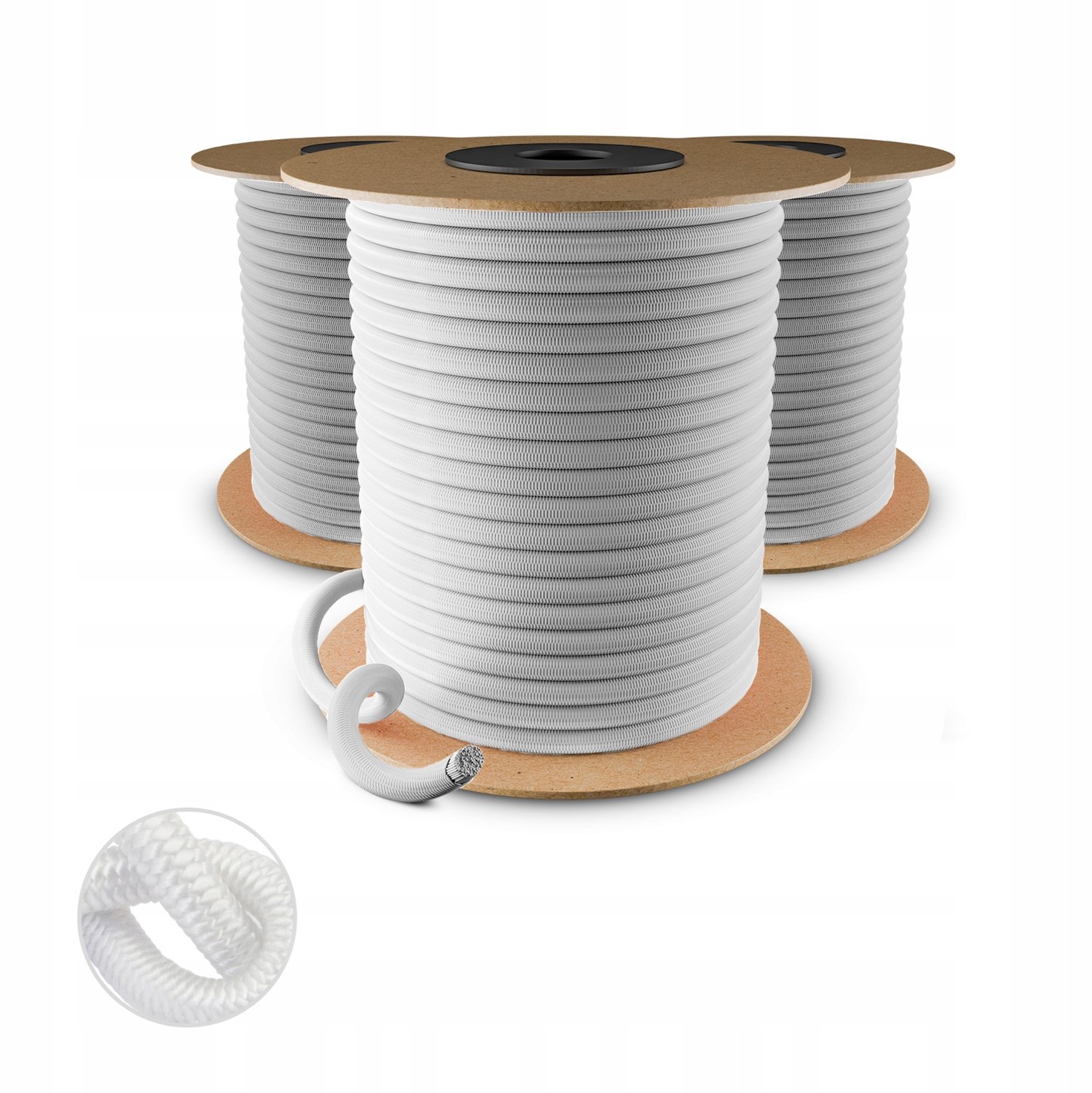 Merkloos Elastisch Touw Wit 8mm 50m - Sterk en Flexibel