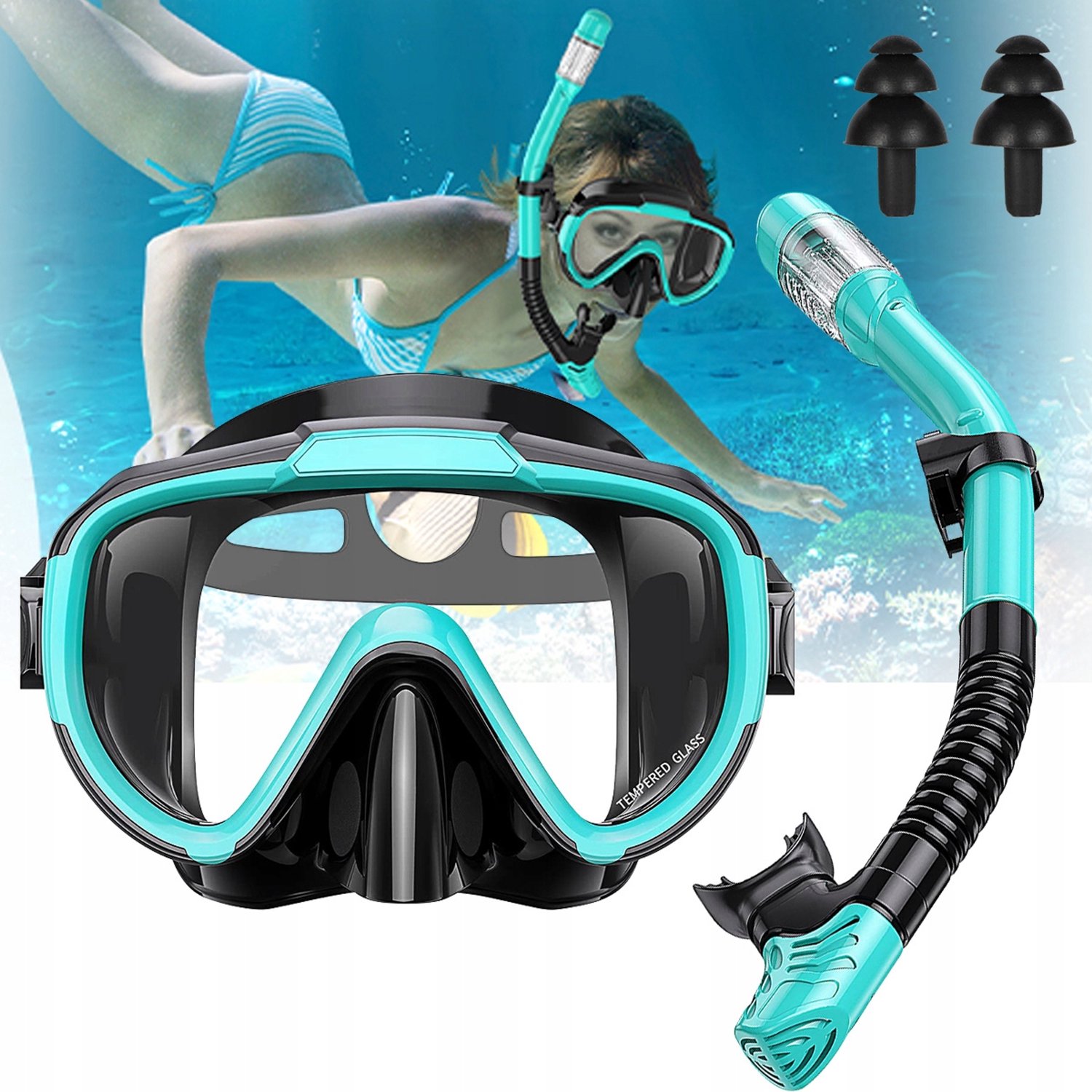 Snorkel Set Volwassenen: Duikmasker met Anti-condens & Droge Snorkel