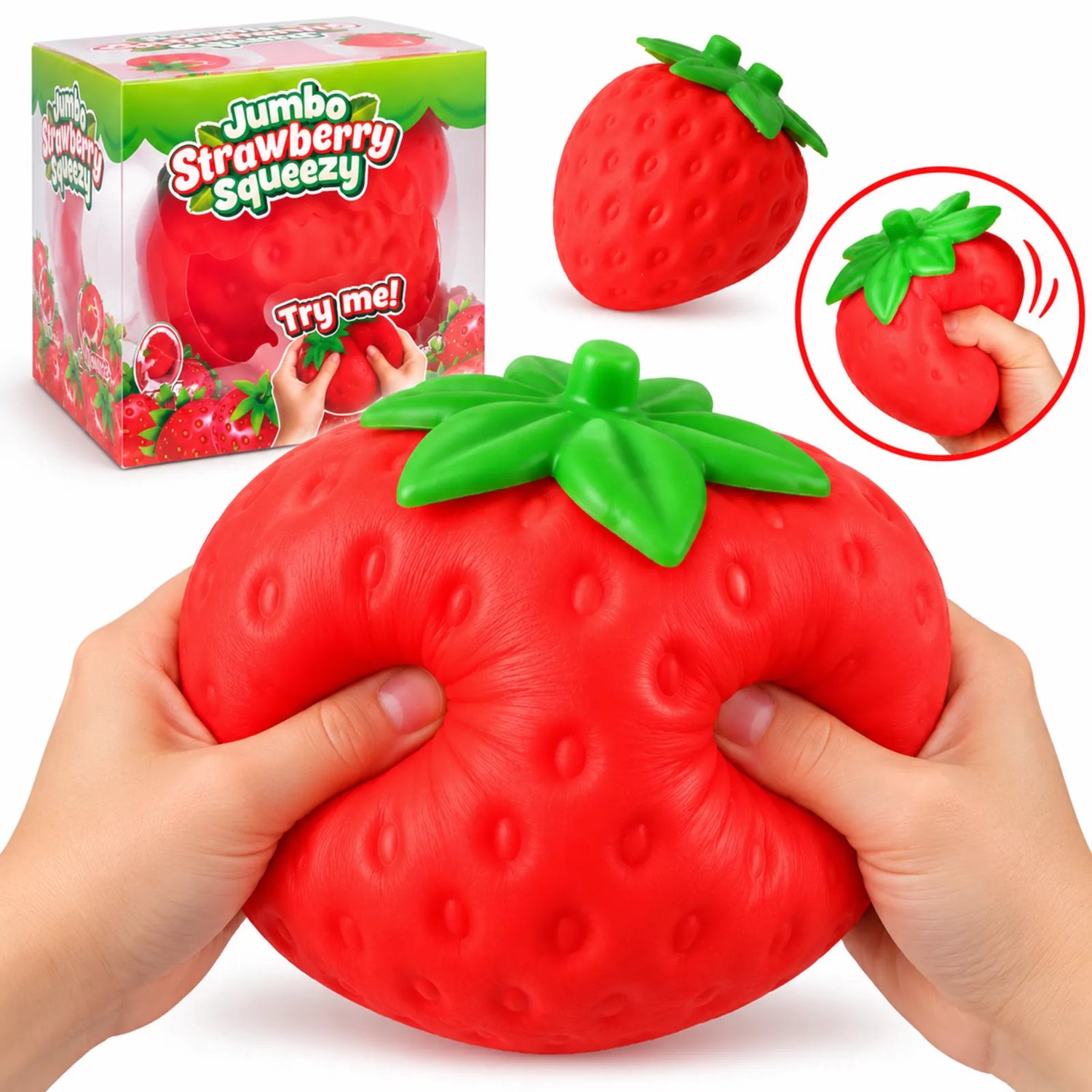 Jumbo Aardbei Squishy Speelgoed - 15 cm grote Slow-Rising Anti-Stress Bal