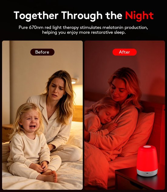 670nm rood nachtlampje wit, ondersteunt melatonine, slaapvriendelijk licht voor babykamer en slaapkamer [Energieklasse A+] — afbeelding 5