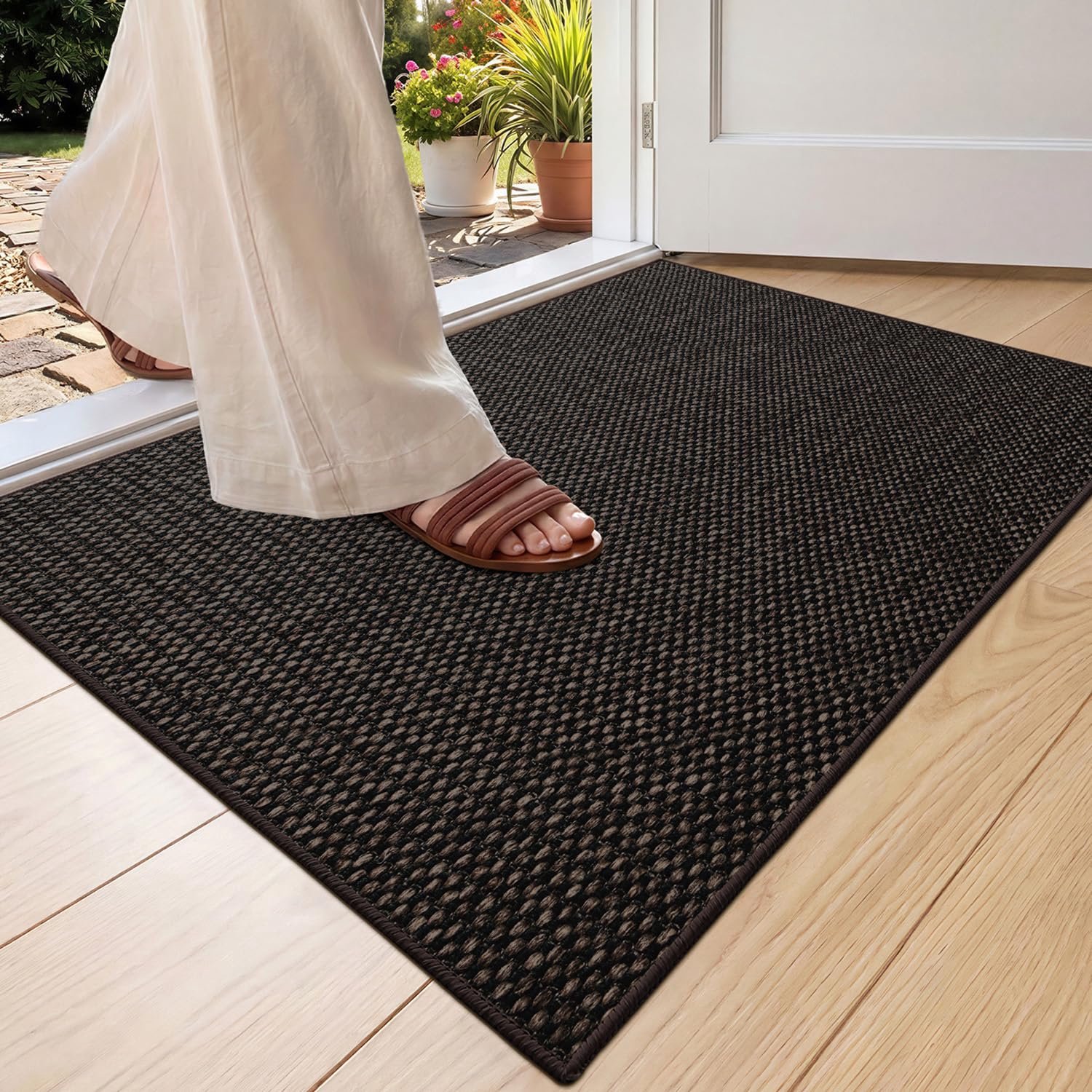 Famanu Deurmat bruin - Voorkom modder en vuil in huis - Geweven, antislip en machinewasbaar - 1 stuk