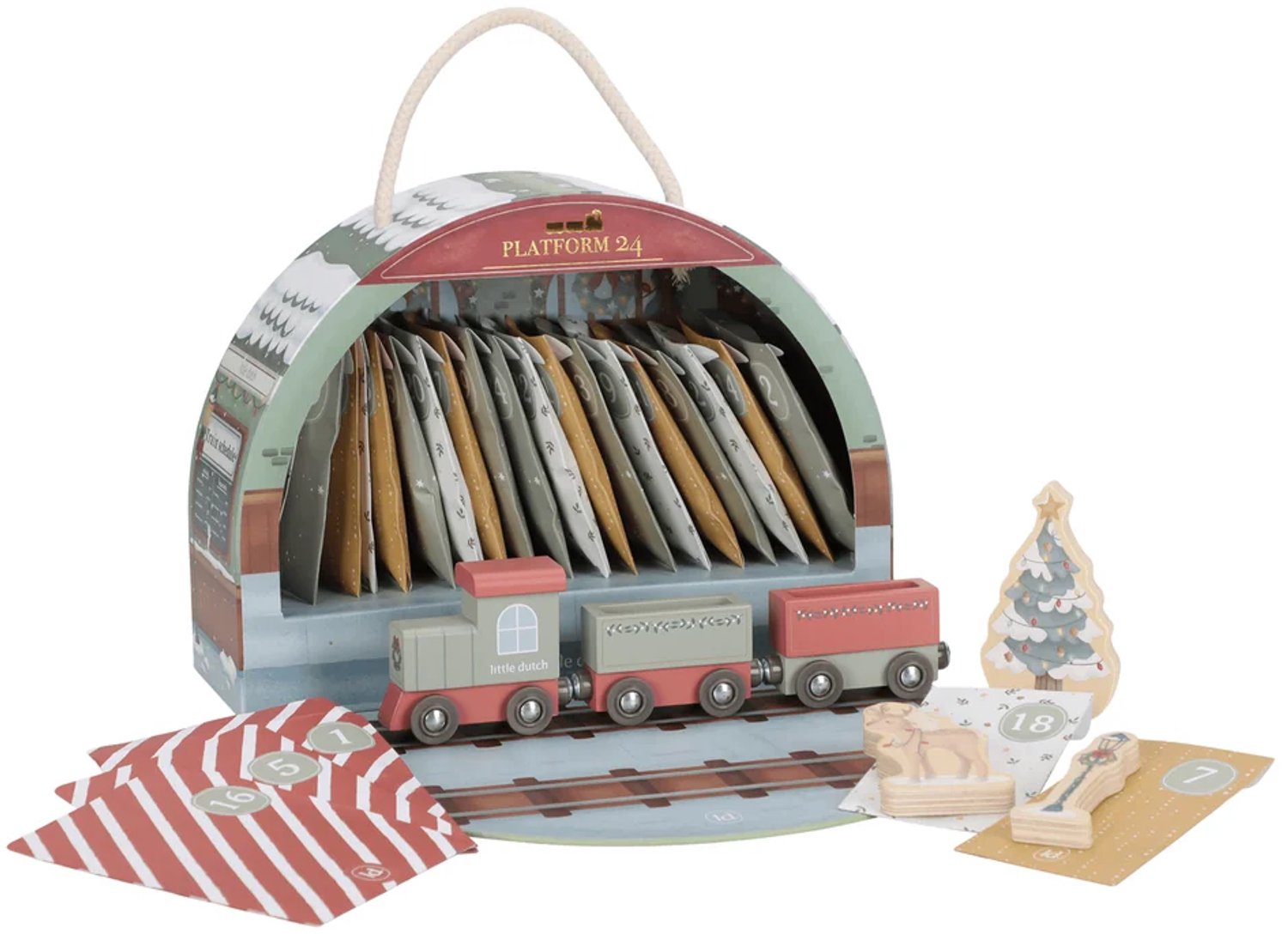 Little Dutch Adventskalender 2026 - 24 Verrassingen om een Compleet Treinstation te Bouwen - Adventkalender - Geschenkset - Cadeaudoos - Geschenkdoos - Giftset Kind - Aftelkalender voor Kinderen - Speelgoed vanaf 2 jaar - Little Dutch Speelgoed Trein – foto 2