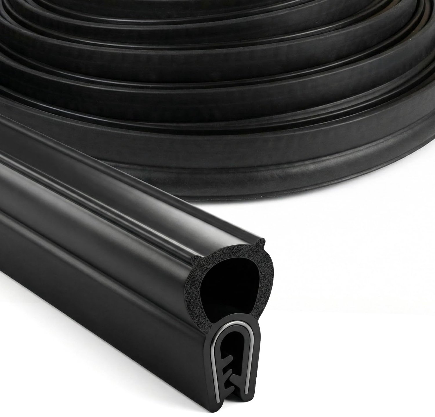 Famanu - Universele autodeurafdichting - Voorkom tocht en geluid - Duurzaam EPDM-rubber - Zwart 1 stuk