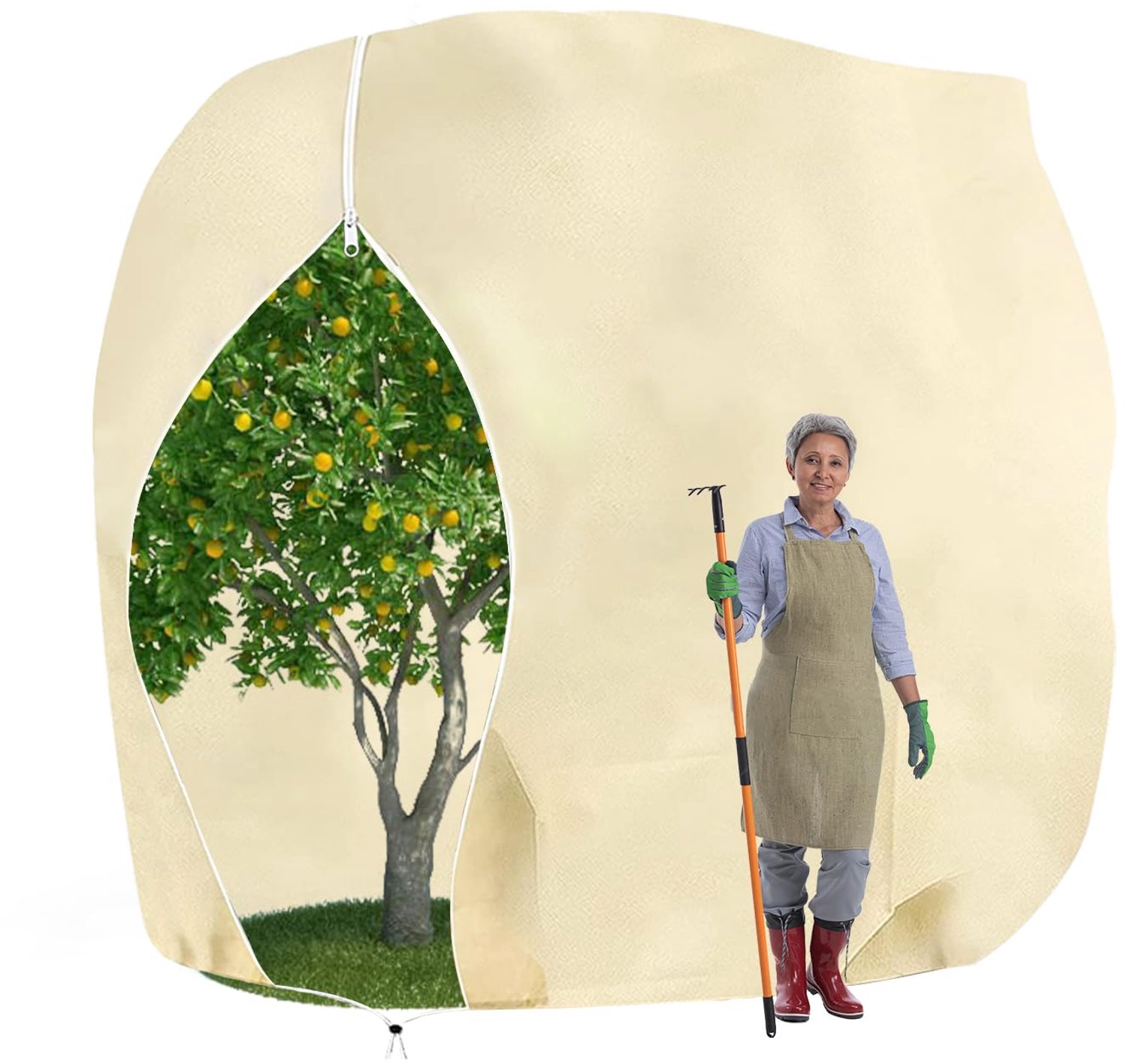 Famanu - Winterbescherming voor planten - Bescherming tegen vorst - Herbruikbaar en ademend - Beige 1 stuk