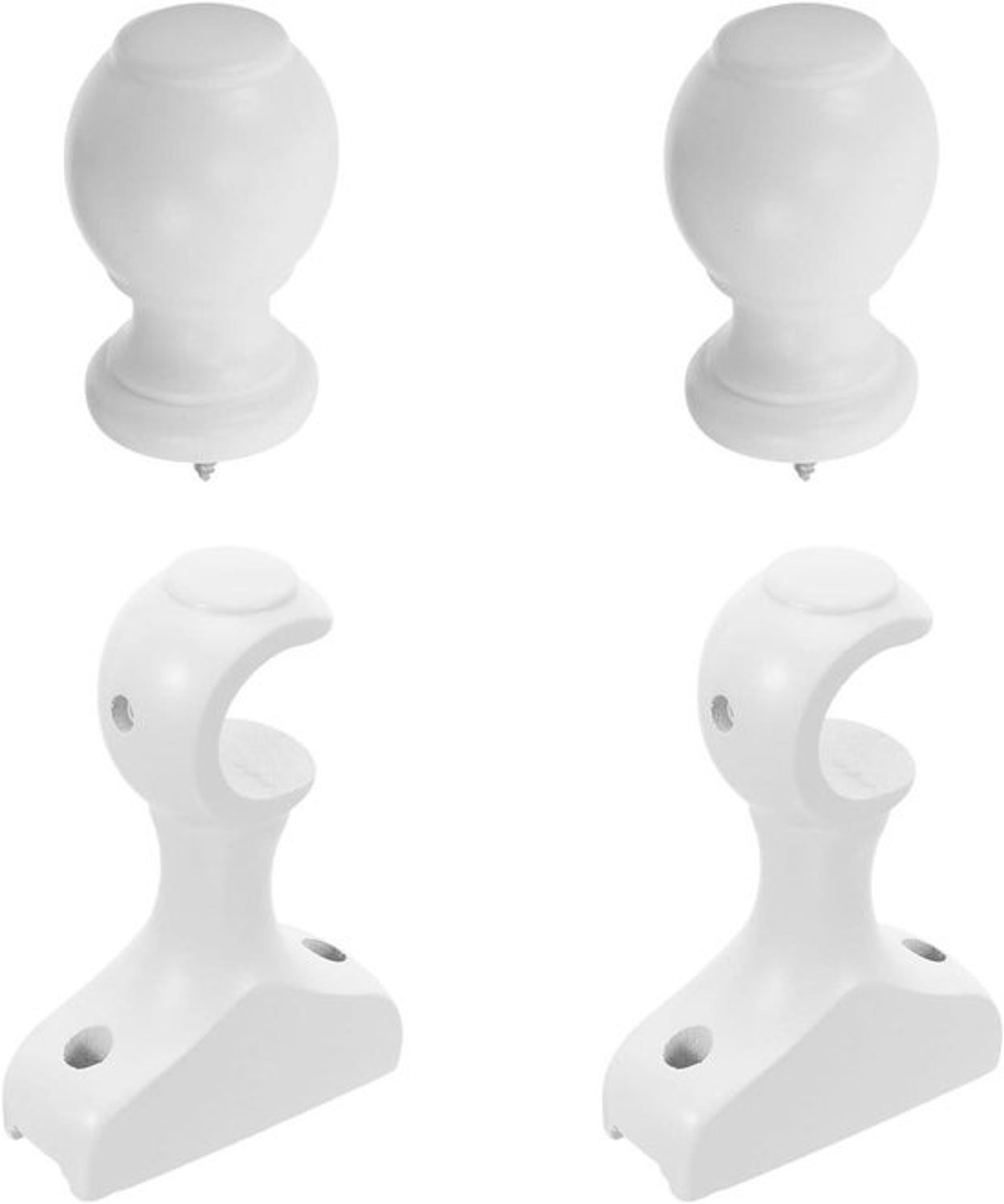 Houten eindkappen voor gordijnroede - Decoratieve beugels - Voor raamdecoratieafwerking - Stijlvolle steun - 79 x 5 x 45 cm - Wit