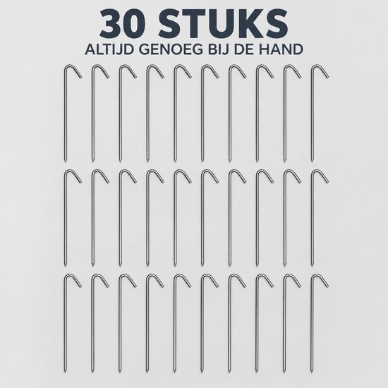 Stormharing Grondpen - 30 Stuks - Ø5 x 230mm / 30mm - Stalen Staaf - Tentharing Metaal van Storm — afbeelding 4