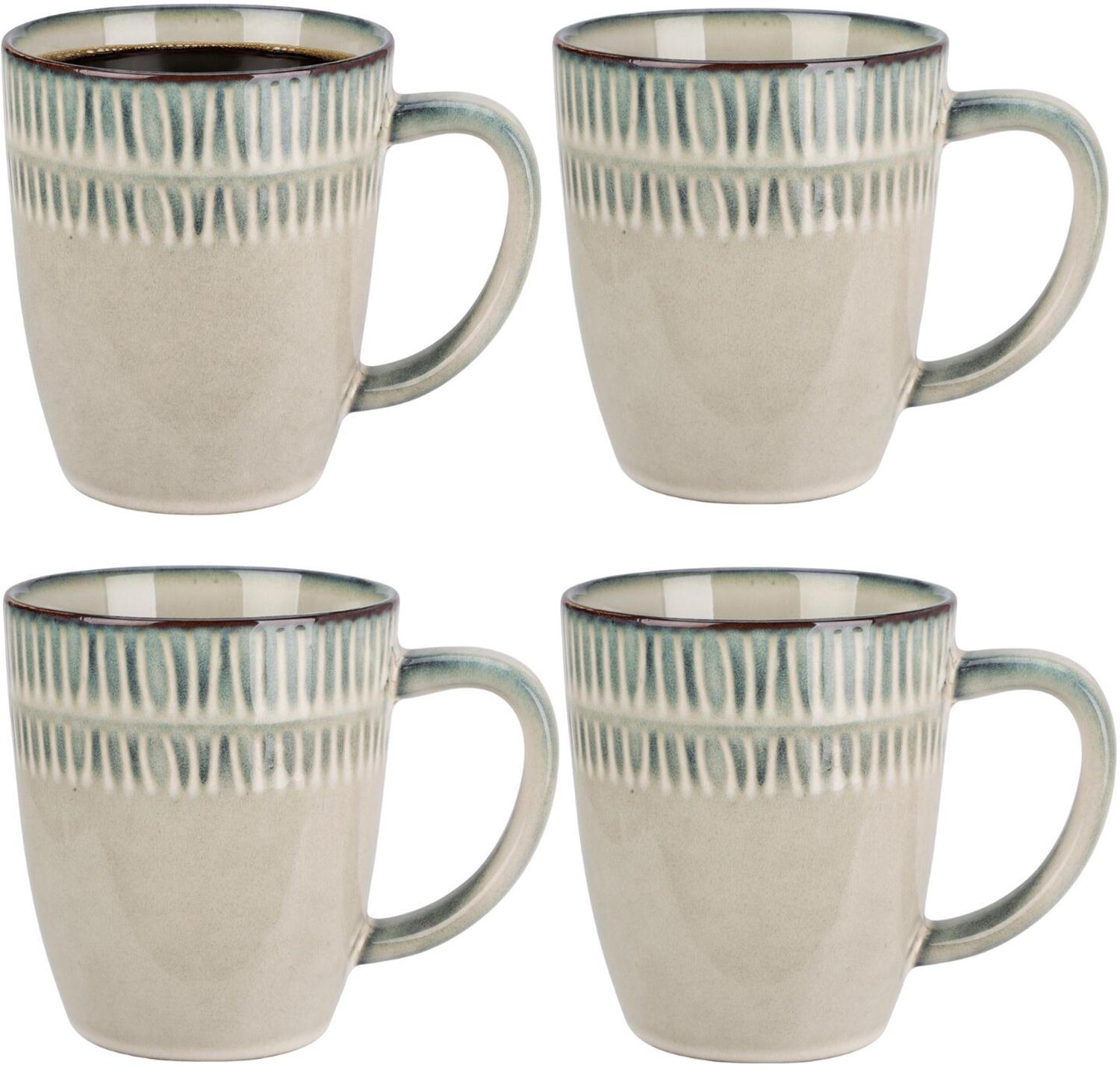 Siaki Koffiemokken Rare Earth - 4x - lichtgrijs - 360 ml - drink mokken - bekers - kopjes - keramiek - koffietas