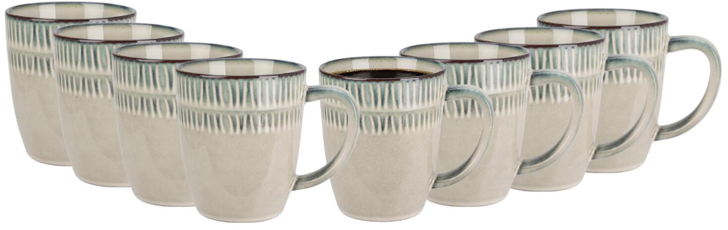 Siaki Koffiemokken Rare Earth - 8x - lichtgrijs - 360 ml - drink mokken - bekers - kopjes - keramiek - koffietas