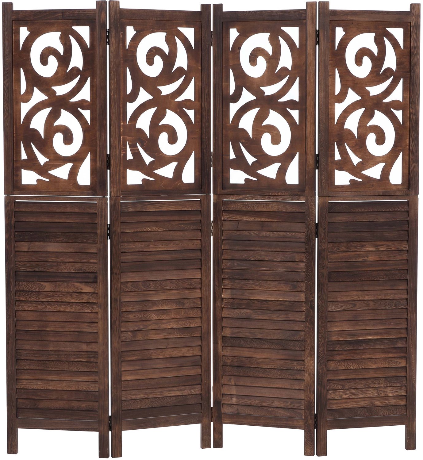 MCW Kamerscherm T568, ruimteverdeler, scheidingswand, privacybescherming, ornamenten, opvouwbaar, paulowniahout, 170 x 160 cm ~ bruin