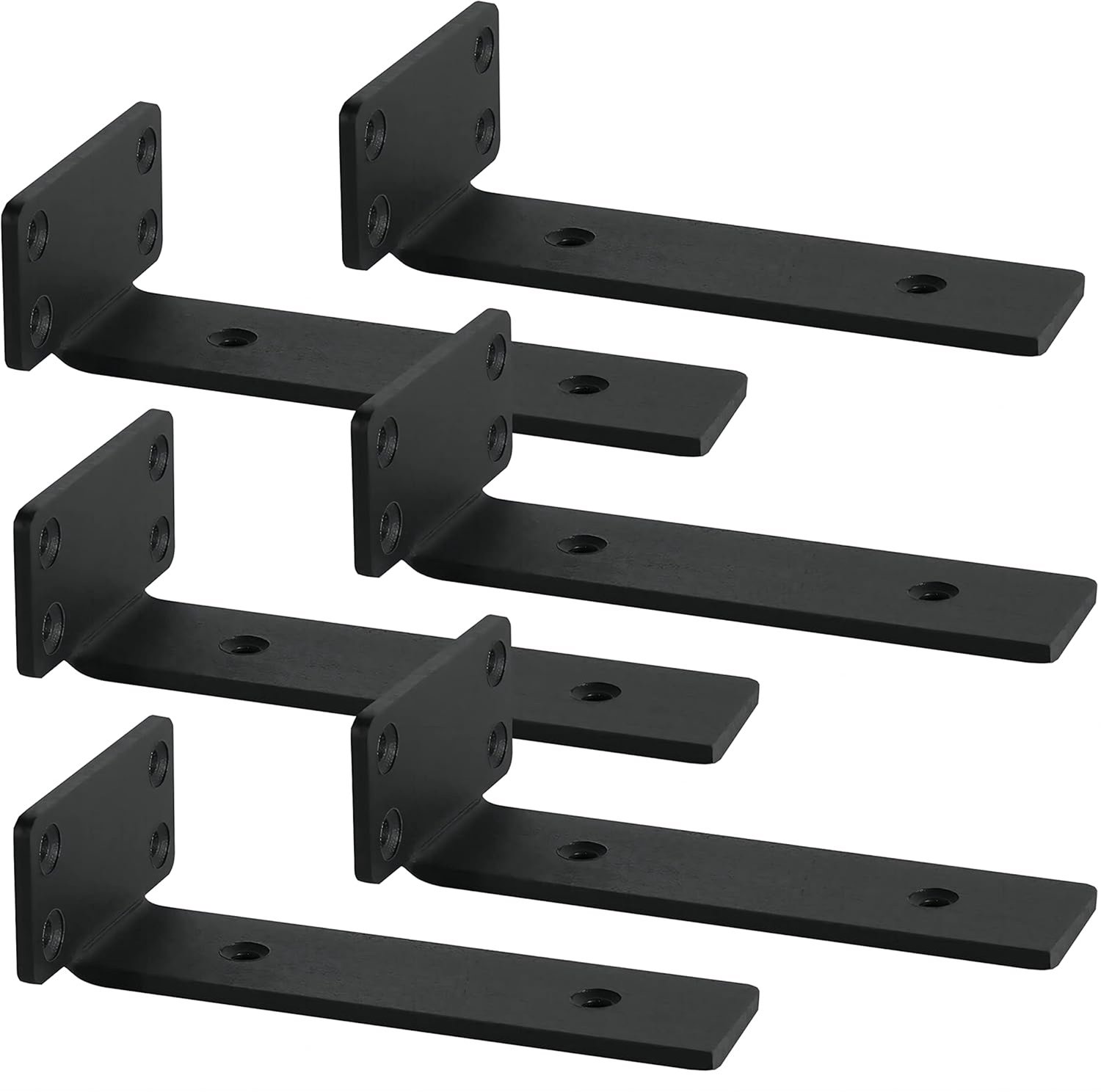 Famanu - Wandbeugels voor planken - Zorgt voor een nette en onopvallende bevestiging - Zwart 6 stuks