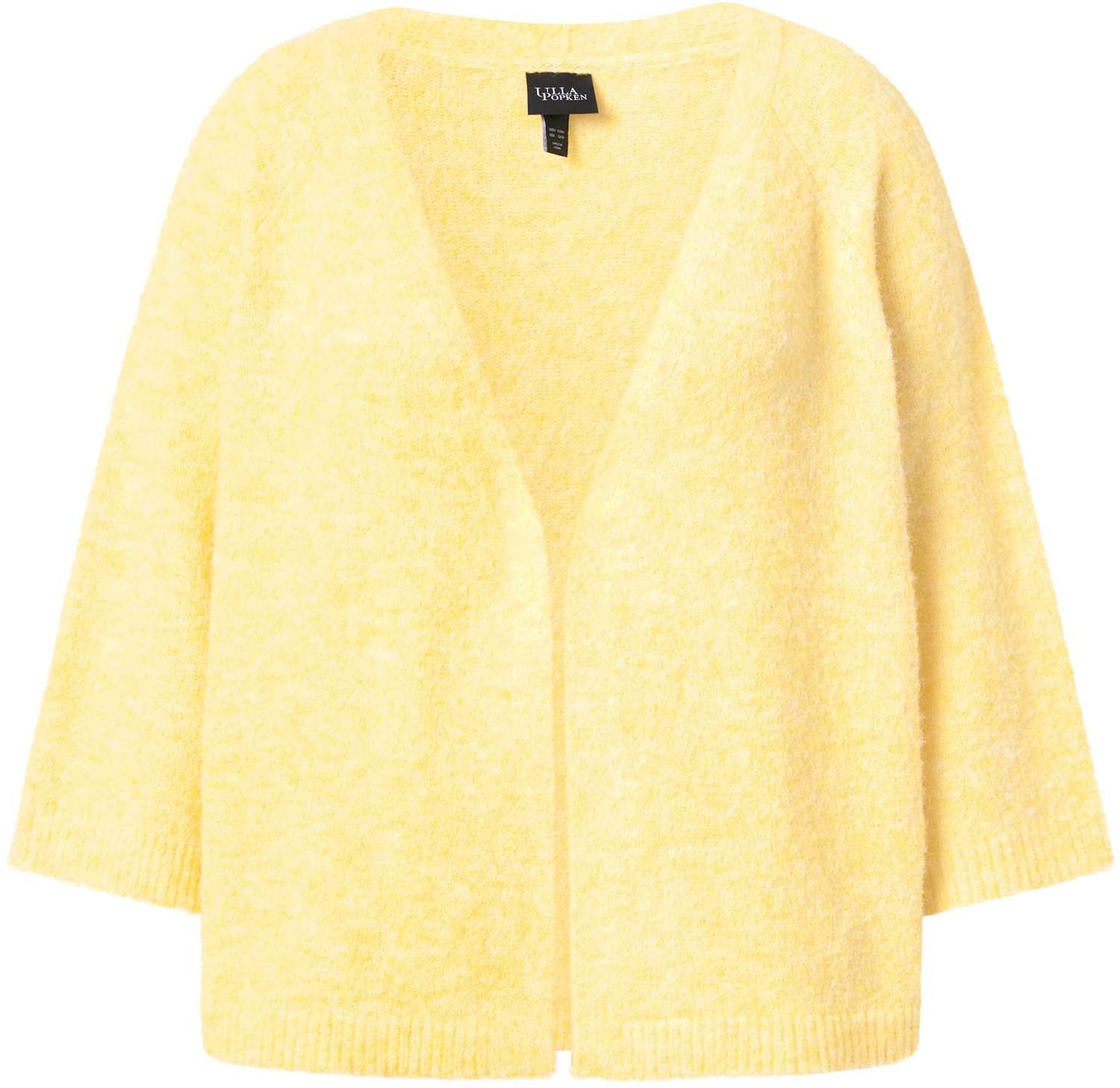 Ulla Popken - Dames - Vest knuffelzacht zonder sluiting 3/4-mouwen - Bleekgeel - Maat 54+