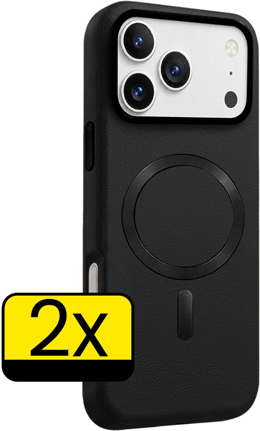 Hoesje - 2 Stuks - Geschikt voor Apple iPhone 18 Pro - Magsafe Compatible - Leer Look - Sterk & Shockproof - Back Cover - Shock Proof Case - Telefoon Hoes - Telefoonhoesjes - Zwart