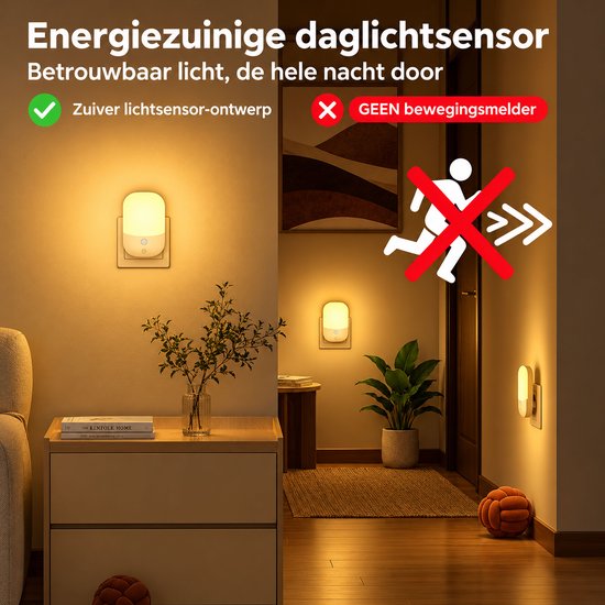 LIVTEK - 2 stuks LED nachtlampjes voor stopcontact - met lichtsensor en dimbaar warm licht - automatisch aan/uit - voor kinderkamer en gang van LIVTEK — afbeelding 4