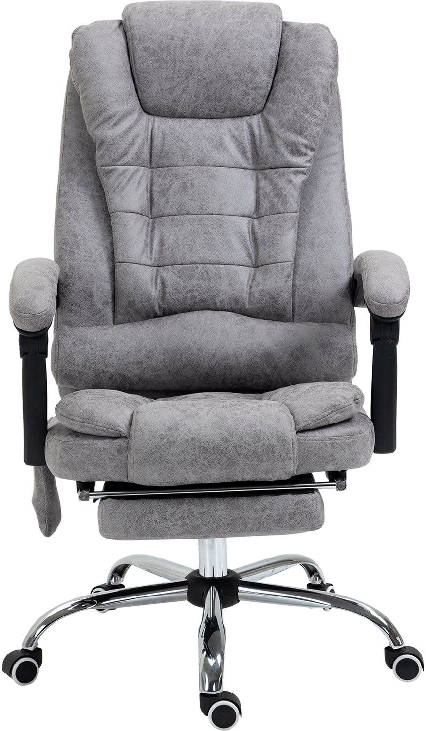 Vinona Bureaustoel met massagefunctie - Met 6 vibratiepunten en warmtefunctie - In hoogte verstelbaar - Rugleuning verstelbaar tot 135° - Met voetensteun en afstandsbediening - 65 x 70 x 111-119 cm - Grijs