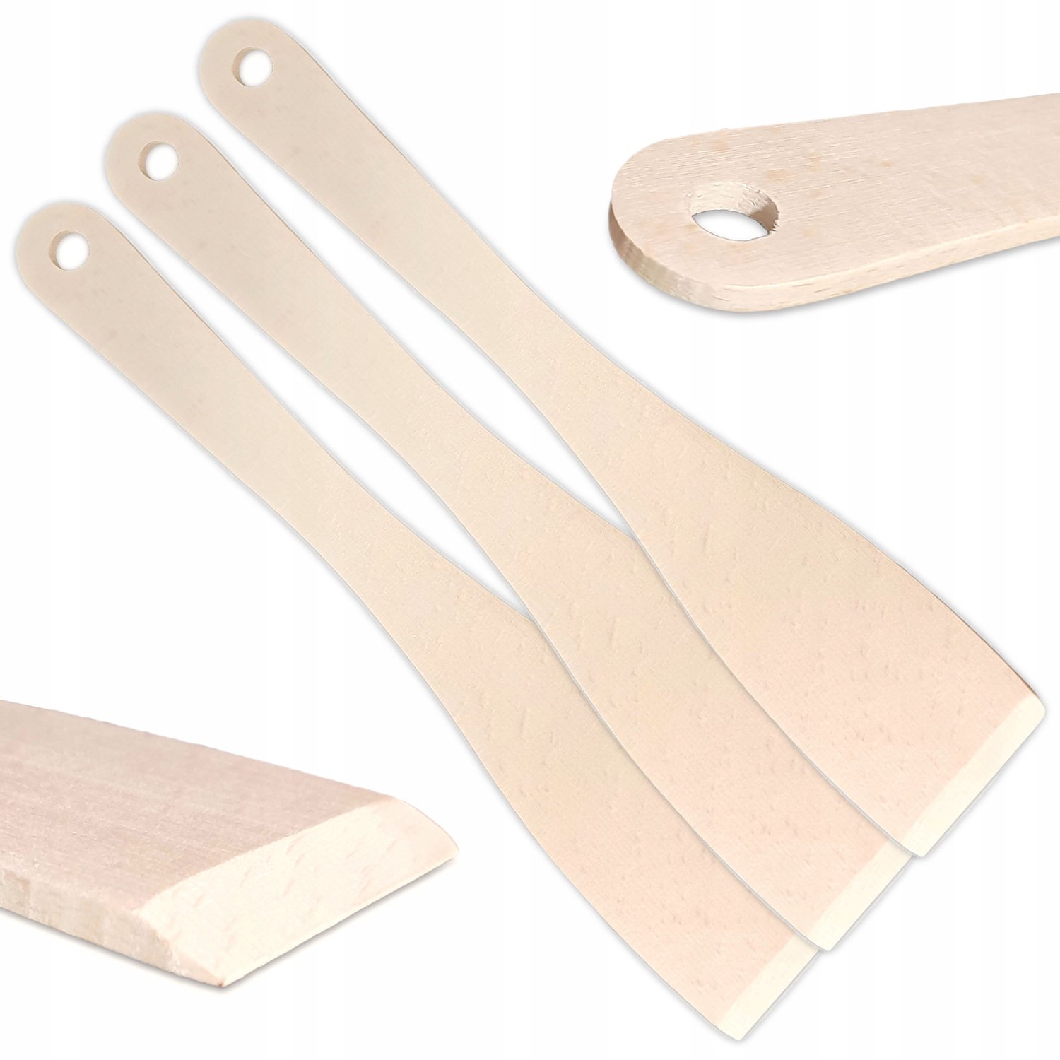 Houten spatels voor koekenpan, 3 stuks, 28cm