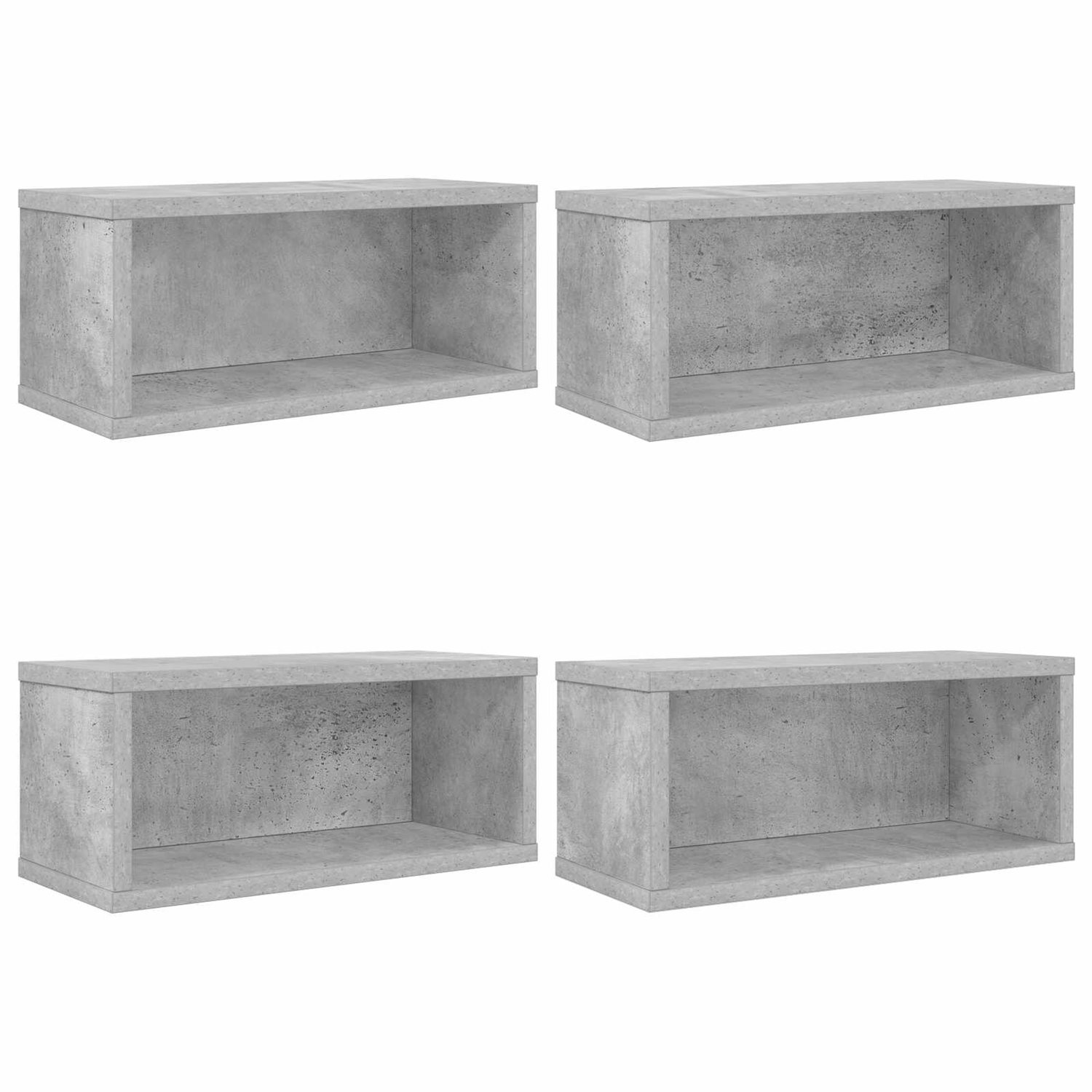 Image of vidaXL - CD - Opslagrek - 4 - st - Betongrijs - 40 - x - 17 - x - 17 - cm - Bewerkt - hout