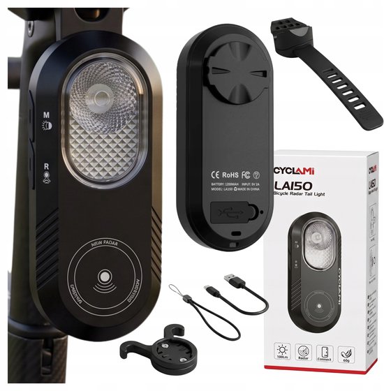 Merkloze Fietsachterlicht met Radar, Bluetooth & Stoplicht — afbeelding 3