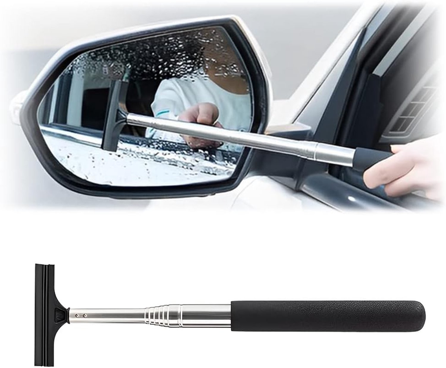 Verlengbare Ruitenwisser voor Achteruitkijkspiegel, Tot 98 cm, Effectieve Regenreiniging en Auto Accessoire