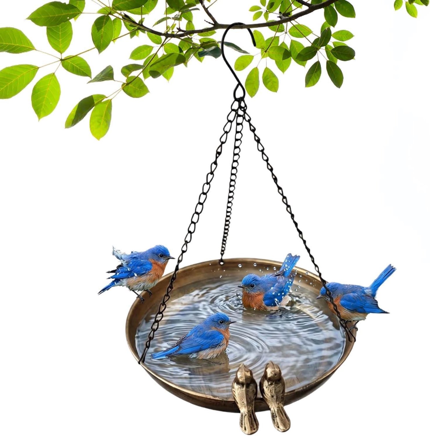 Vogelvoederdispenser - Metalen - 25 cm - Hangend Vogelbad met Ketting - Geschikt voor Tuinen en Terrassen