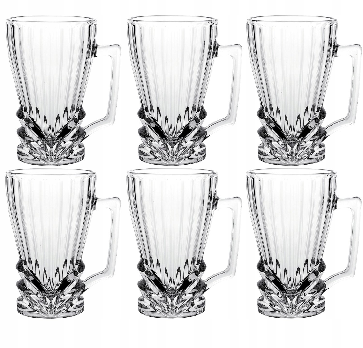 Luxe Kristallen Latte Macchiato Glazen met Oor - 250ml - Set van 6