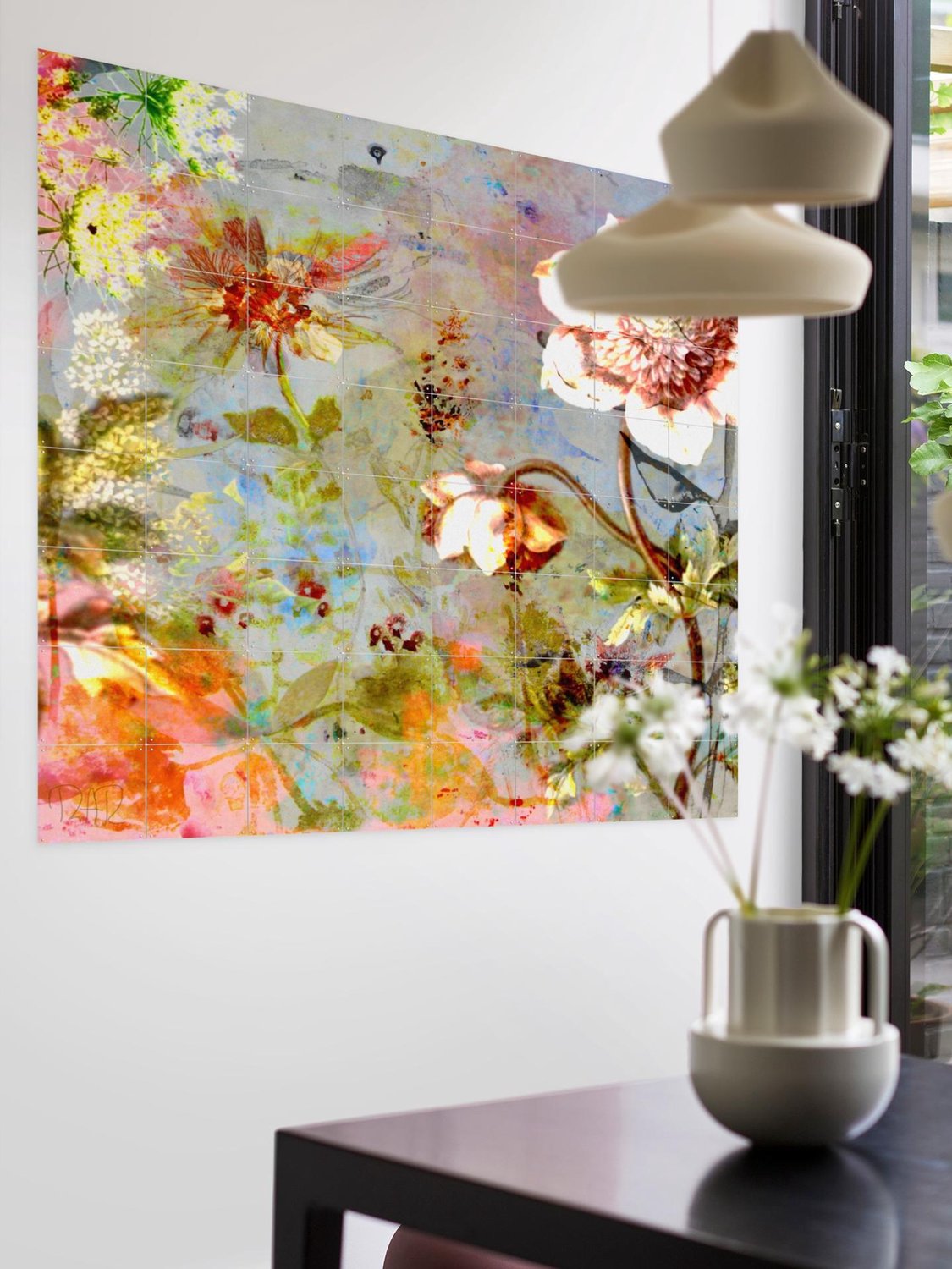 IXXI Wild Rose, RAR Kramer - 80 x 80 cm - Grote wanddecoratie en posters - Abstract, Gemengde Technieken, Kleurrijk, Woonkamer, Trap, Gang, Eetkamer Oranje / Groen